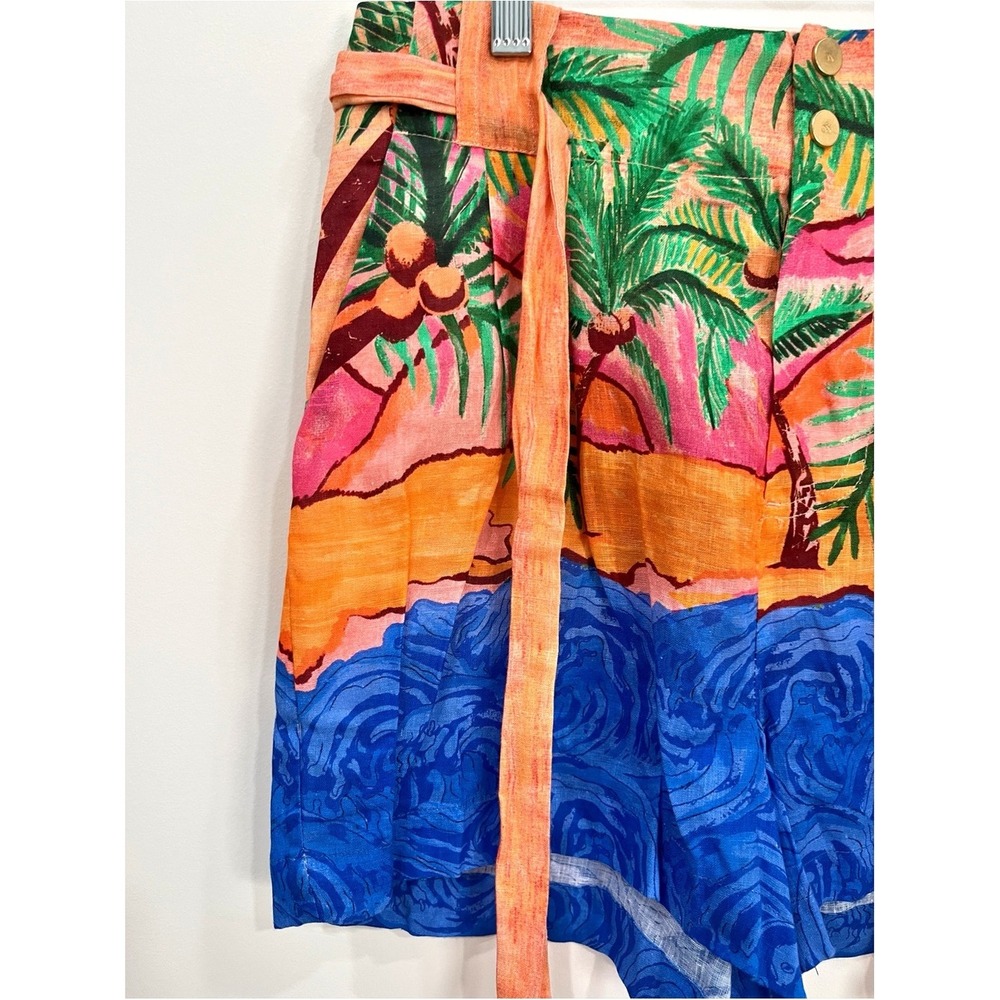 Scotch & Soda Summer Edition Linen Beach Print Belt Shorts Small Tropical Resort - Picture 9 of 13